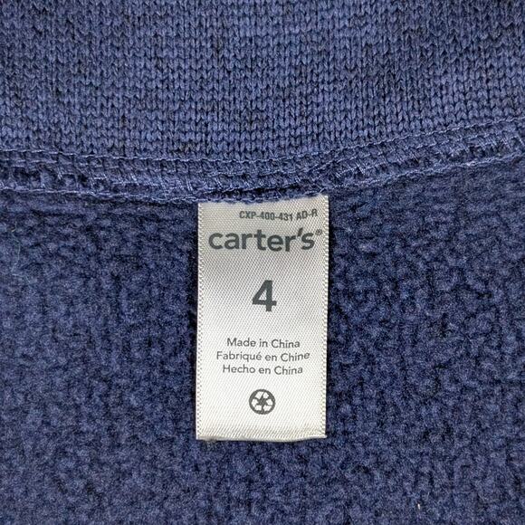 Carter’s Sweater Knit Fleece Vest Boys 4 Navy Blue Full Zip Pockets Preppy - Picture 7 of 10